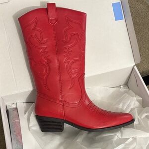Dream Pairs Red Heeled Cowboy Boots